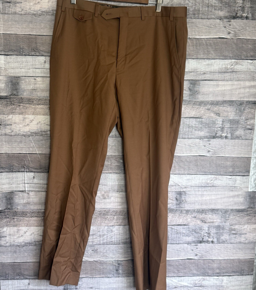 Tayion by Montee Holland Mens Brown Wool Blend Dress Pants 36W x 32L Business